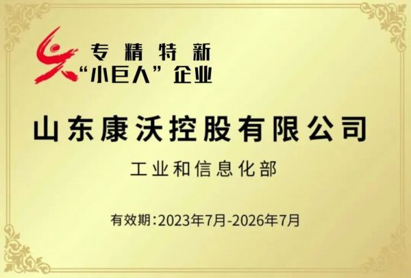 又一国家级荣誉！康沃控股荣获国家专精特新“小巨人”称号